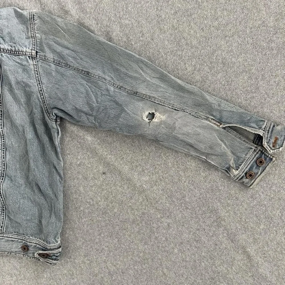 LL Bean Denim Jacket Mens Large Blue‎ Trucker Workwear Distressed Indie Grunge